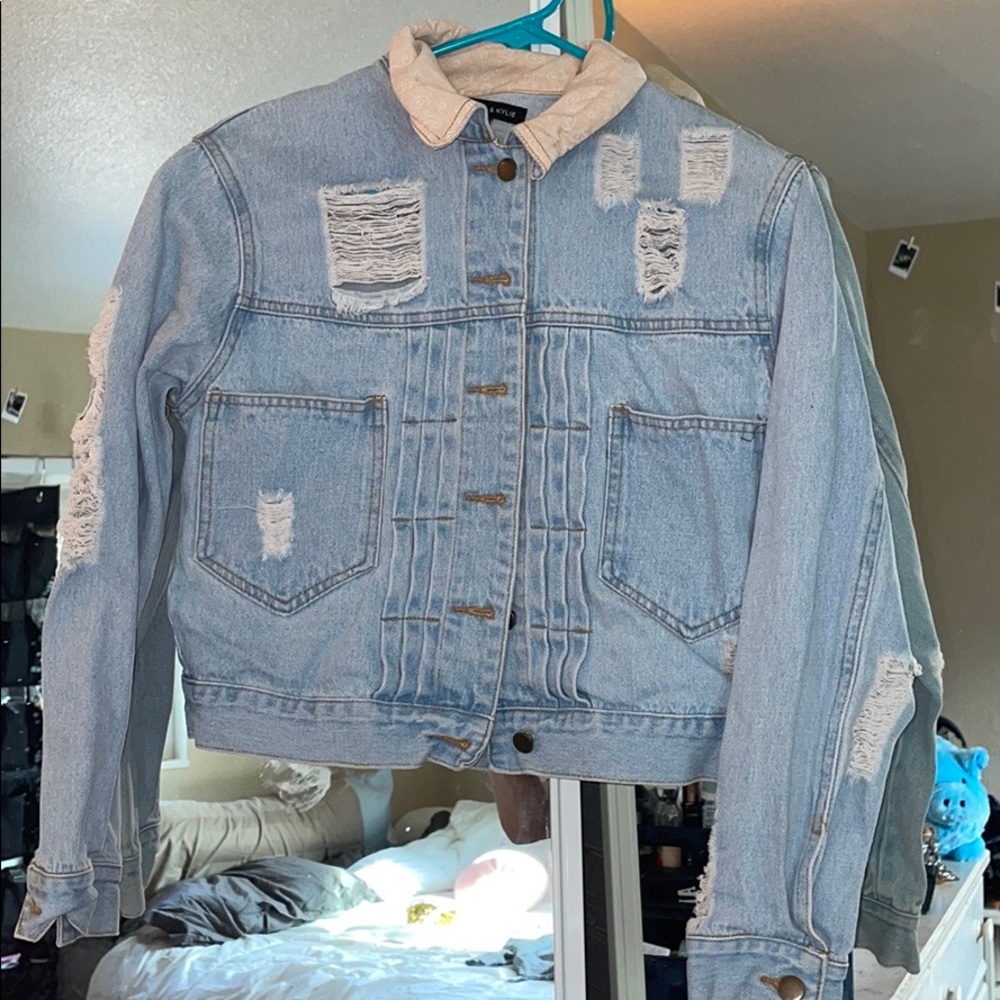 Kendall Kylie Distressed Jean Jacket